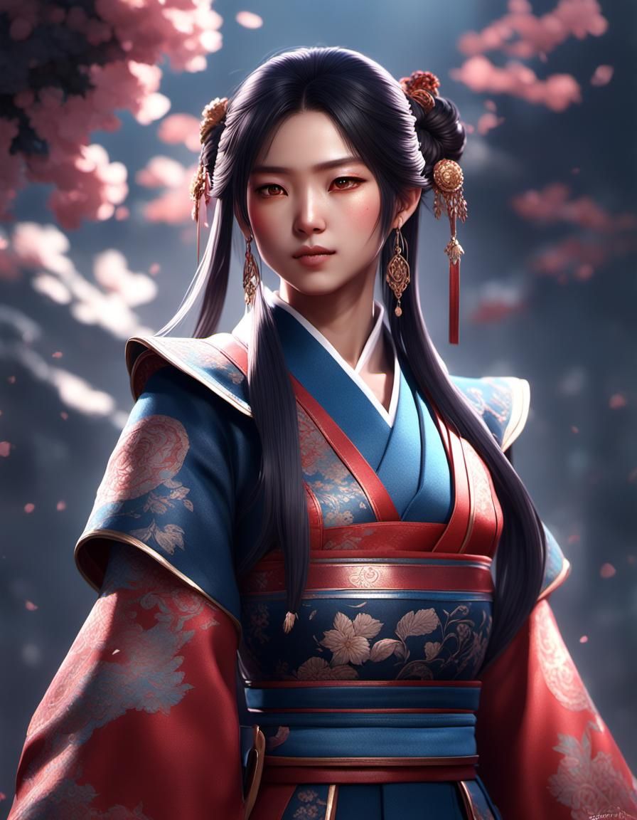 Stunning Asian Woman in Detailed 3D Anime Art