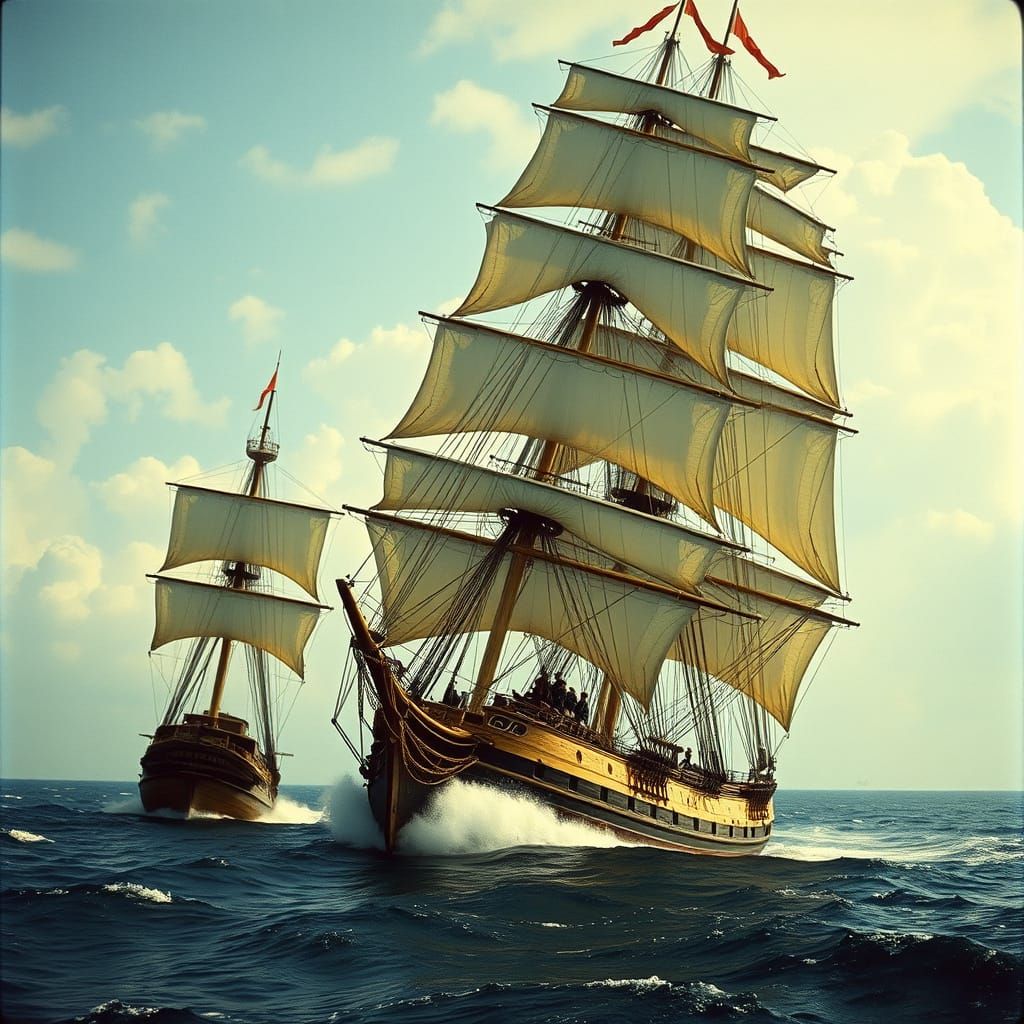 18th Century Warships in Majestic 18th Century Sailing Style