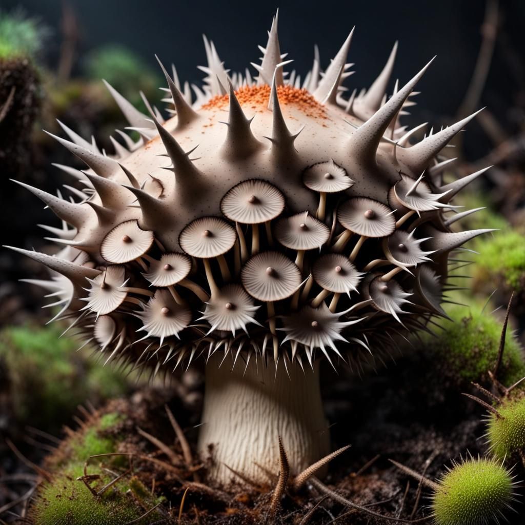 spiky evil mushroom, fungus with many spikes