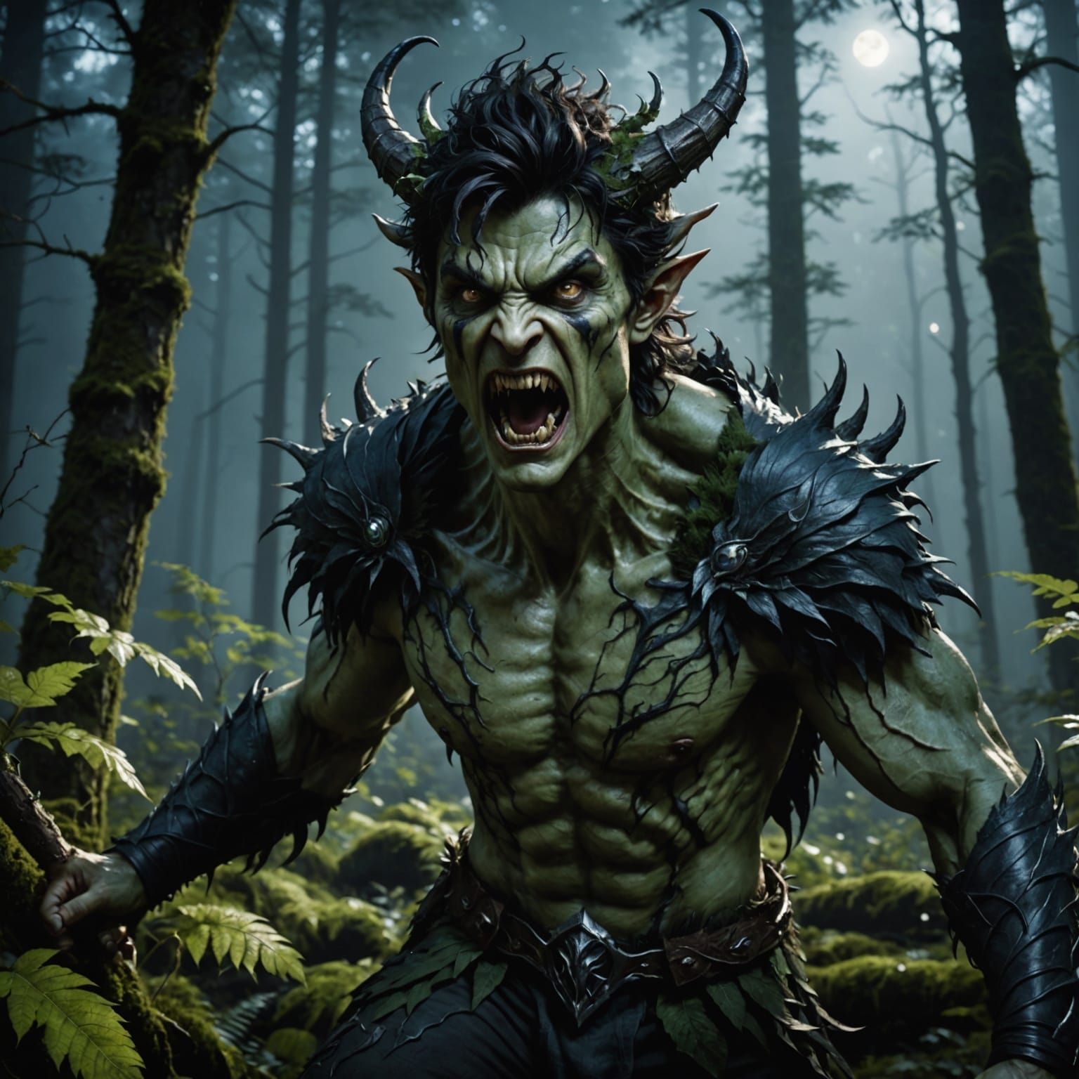 Fae Transformation: Hyperrealistic Monster in Moonlight