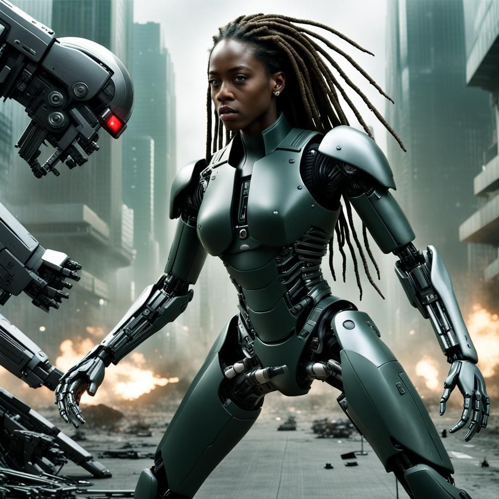 Epic Matrix Battle in Futuristic Robotic Environment