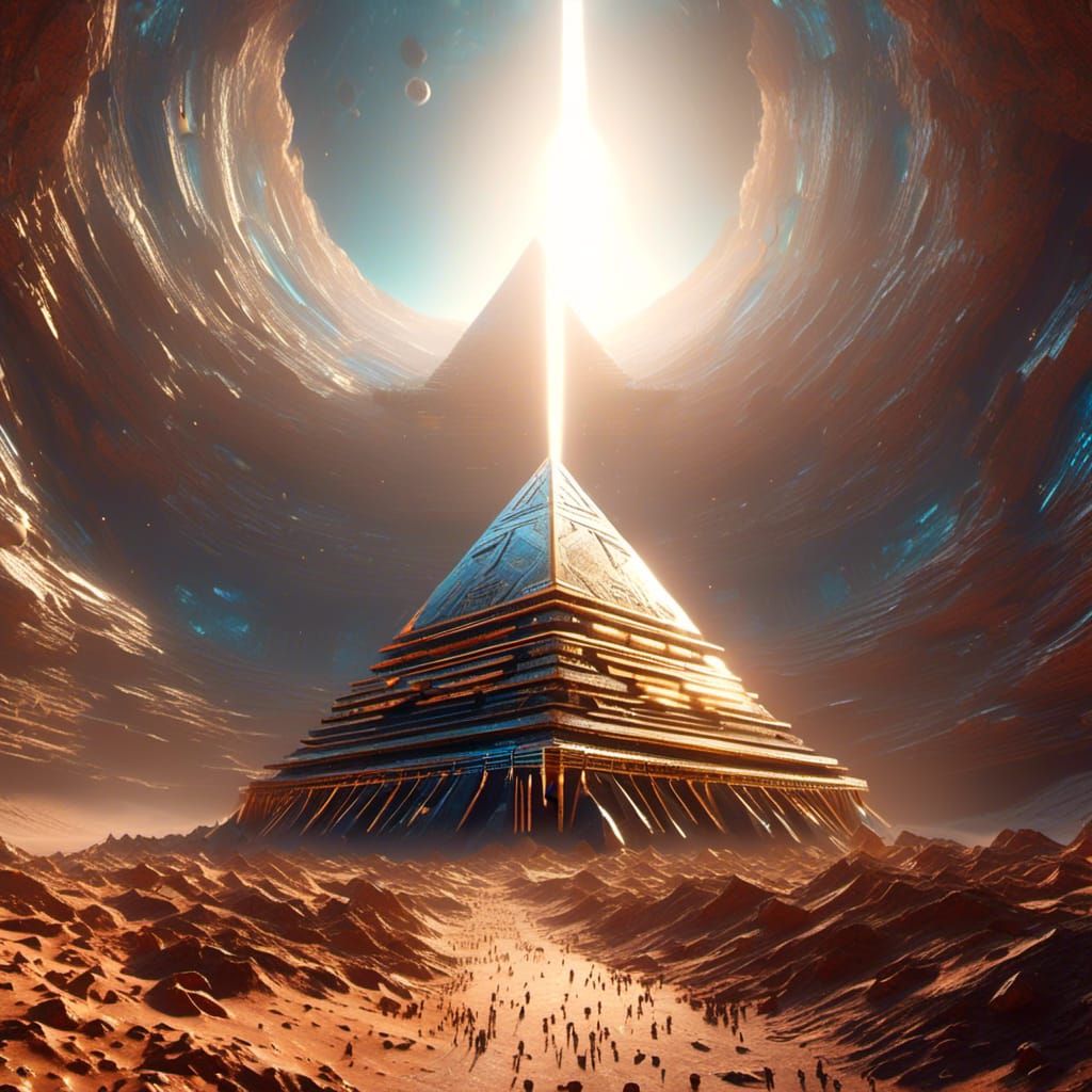 Pyramid Spaceship in Space: Hyper-Detailed 3D Render