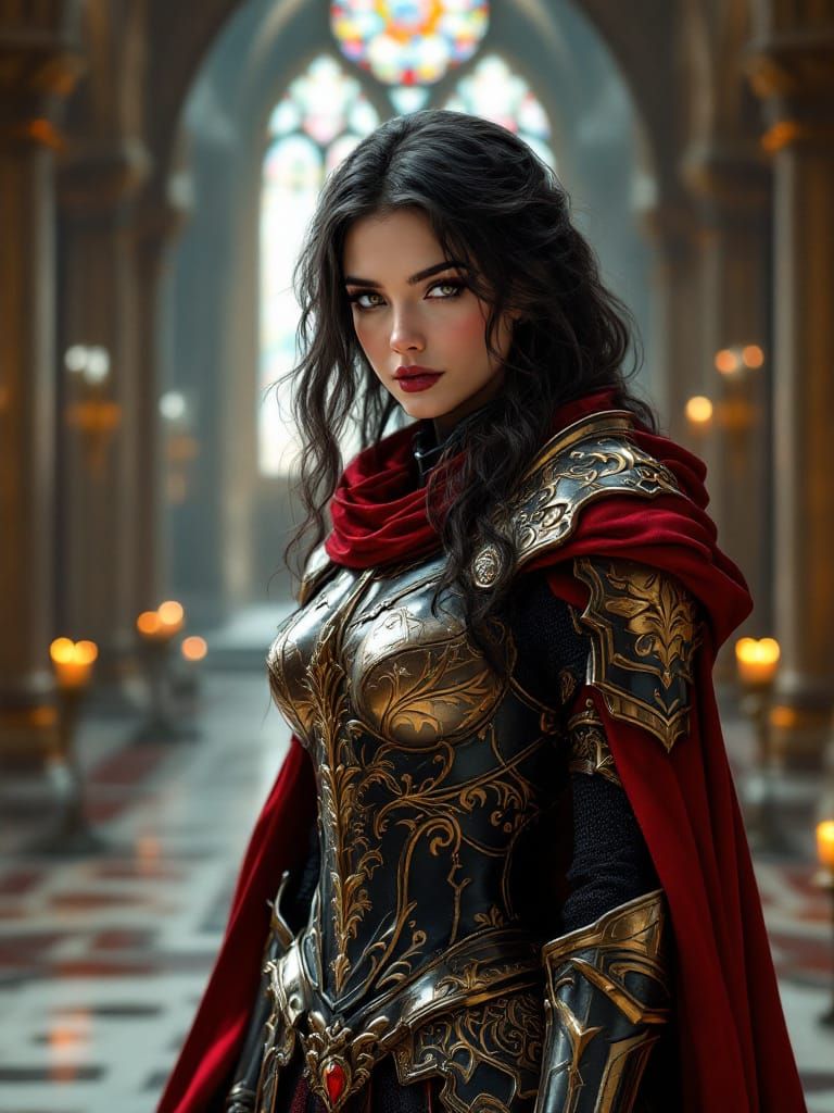 Beautiful Knight in Gothic Cathedral Portrait