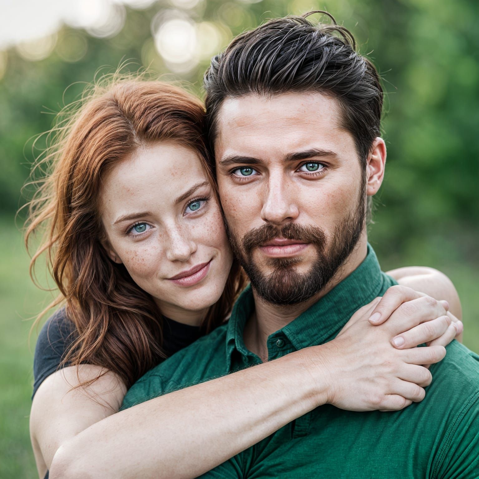 Romantic Couple Embracing in Soft Focus