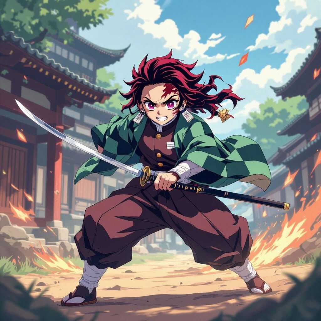 Demon Slayer Action Scene in Studio Trigger Style