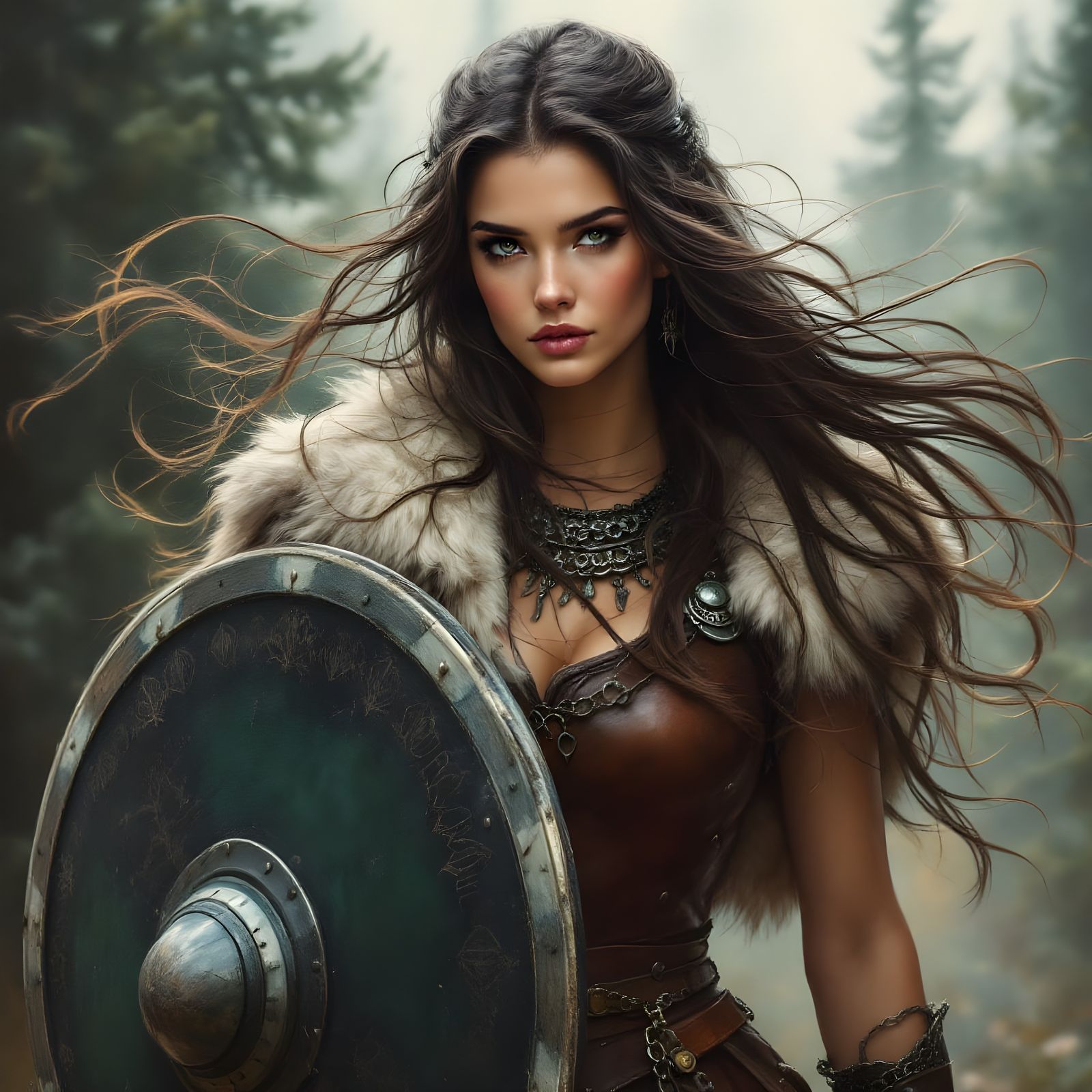 Hyperrealistic Norse Goddess Portrait in Hyperdetailed Fanta...