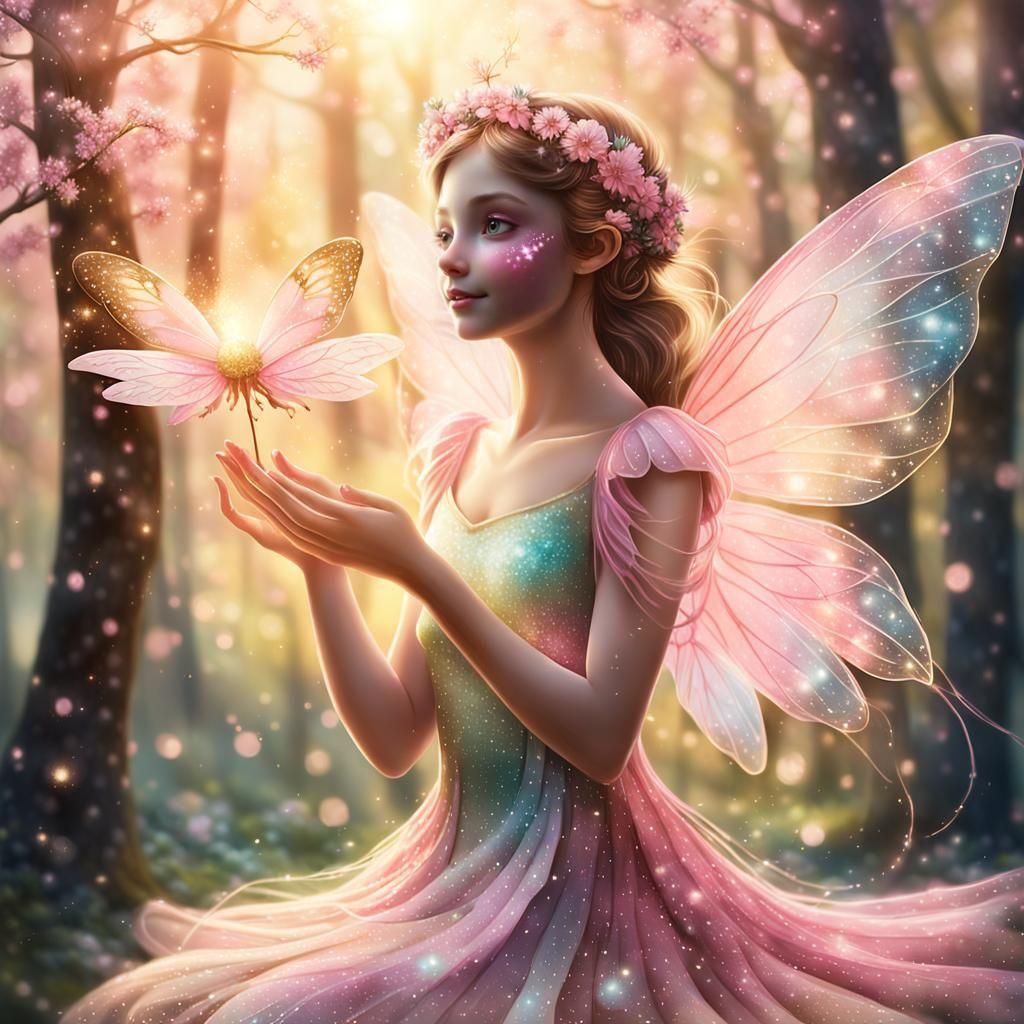 Glittering Fairy Sprinkles Magic Dust in Enchanted Forest