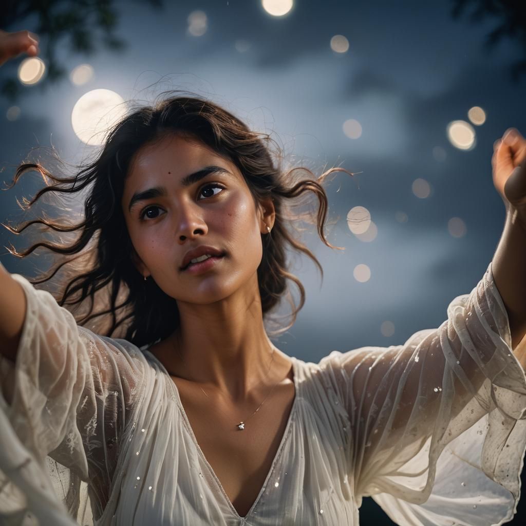 Moonlit Portrait of a Woman Dancing