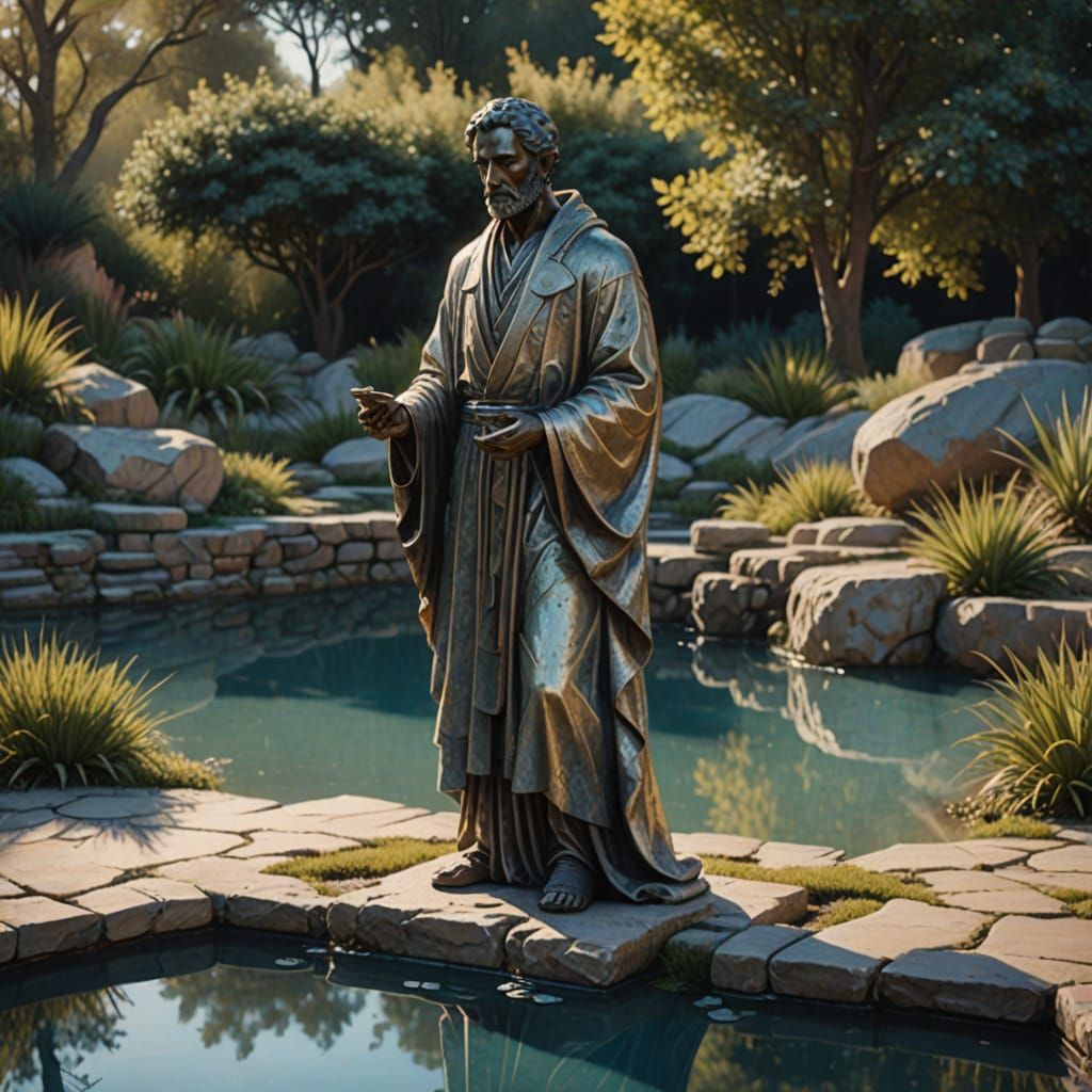 Ethereal Statue at Golden Hour