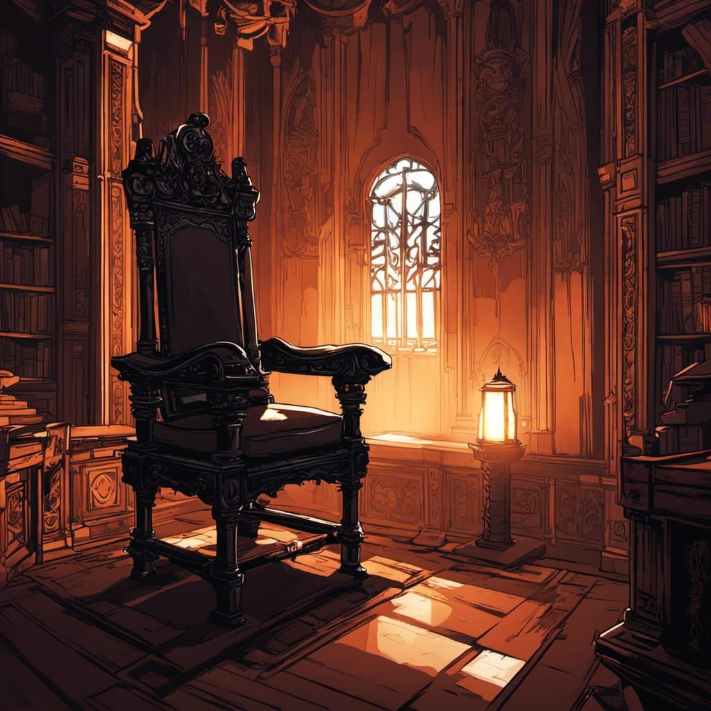 Glowing Chair in Dark Academia Style