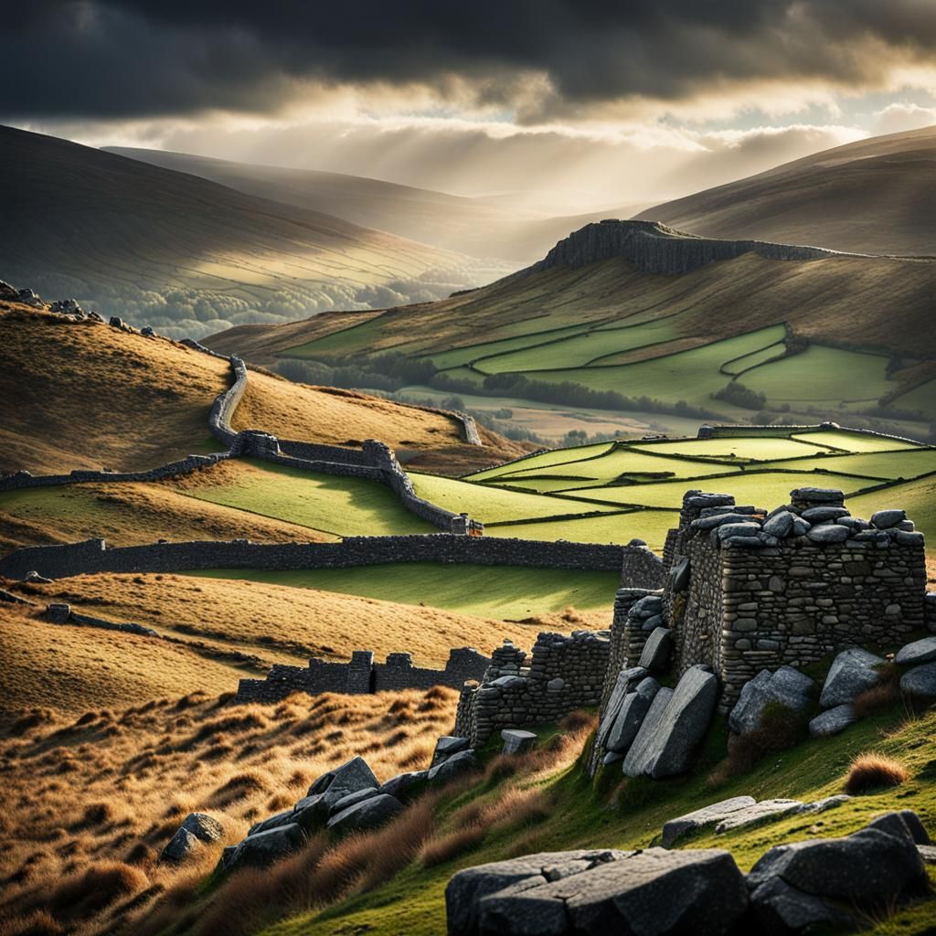Dramatic Irish Landscape in Hyperrealistic Style
