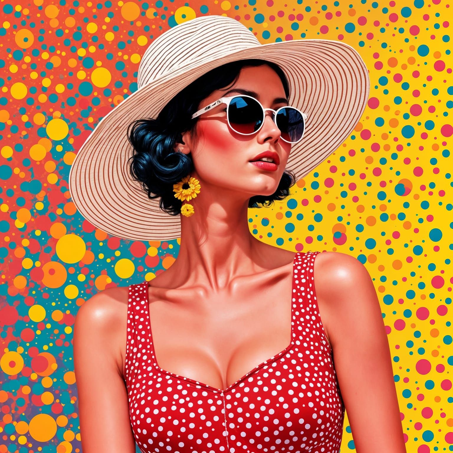 Polka Dot Dress in Pop Art Style