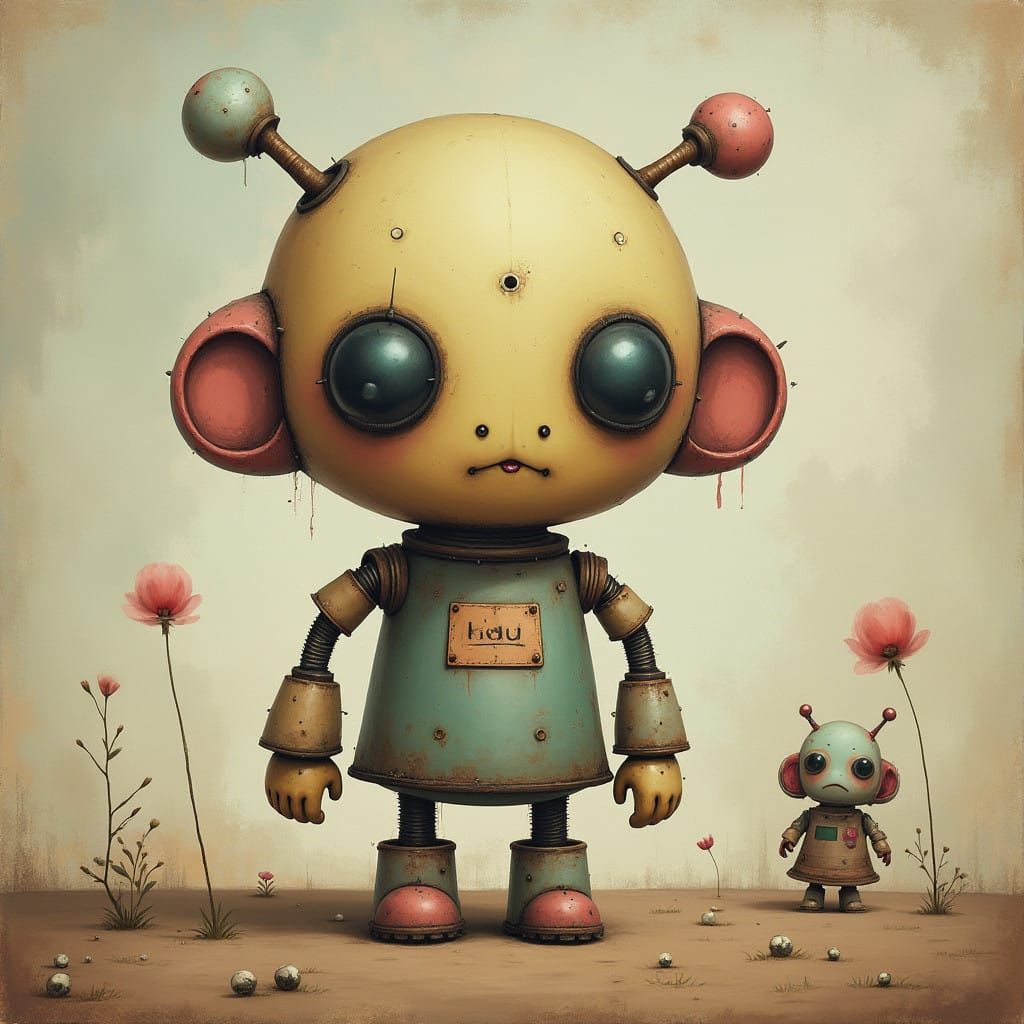 Surreal Robot Child in Whimsical Artistry