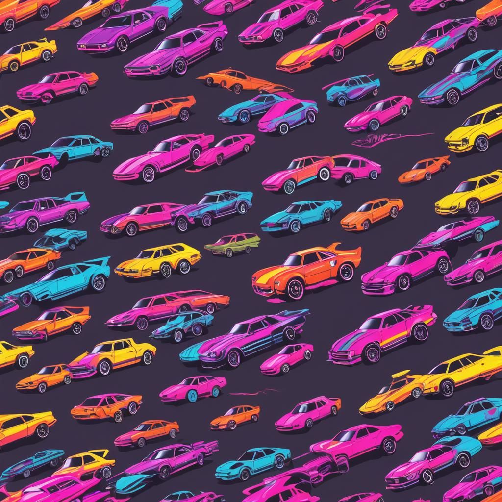 Hot Wheels in Synthwave Neon Retro Style