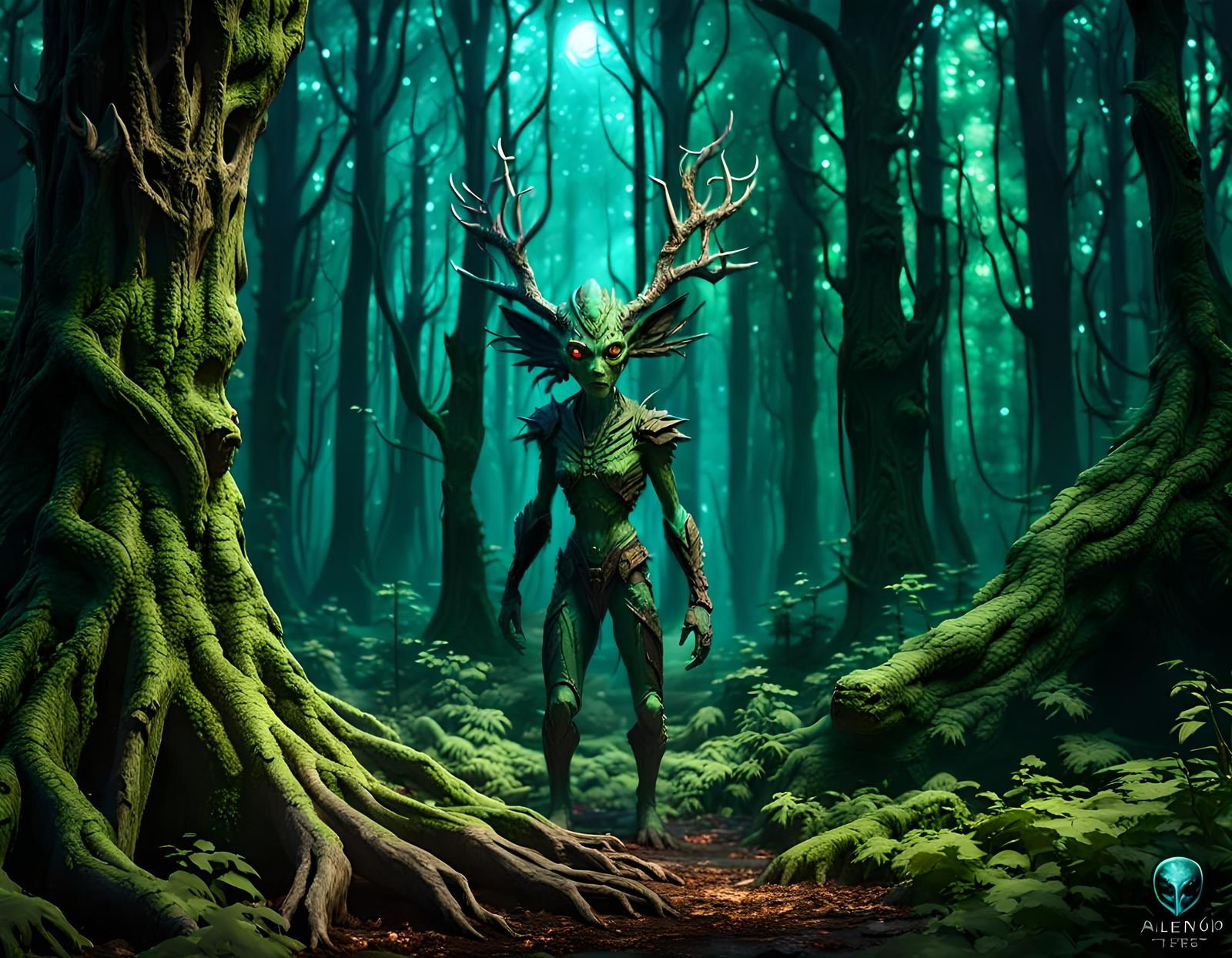 Prehistoric Forest: Alien Dryad in Detailed Matte Painting