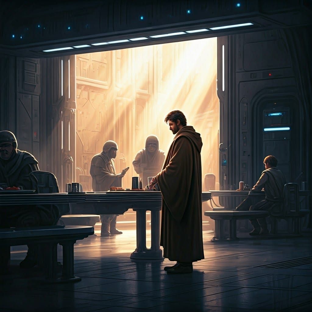 Star Wars Jedi in Cafeteria, Inspired by Syd Mead and Ash Th...
