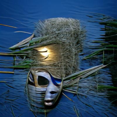 Ethereal Mask of Moonlight and Reeds
