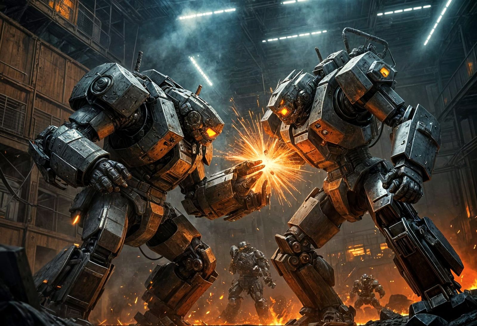 Mecha Battle in Industrial Cage Arena