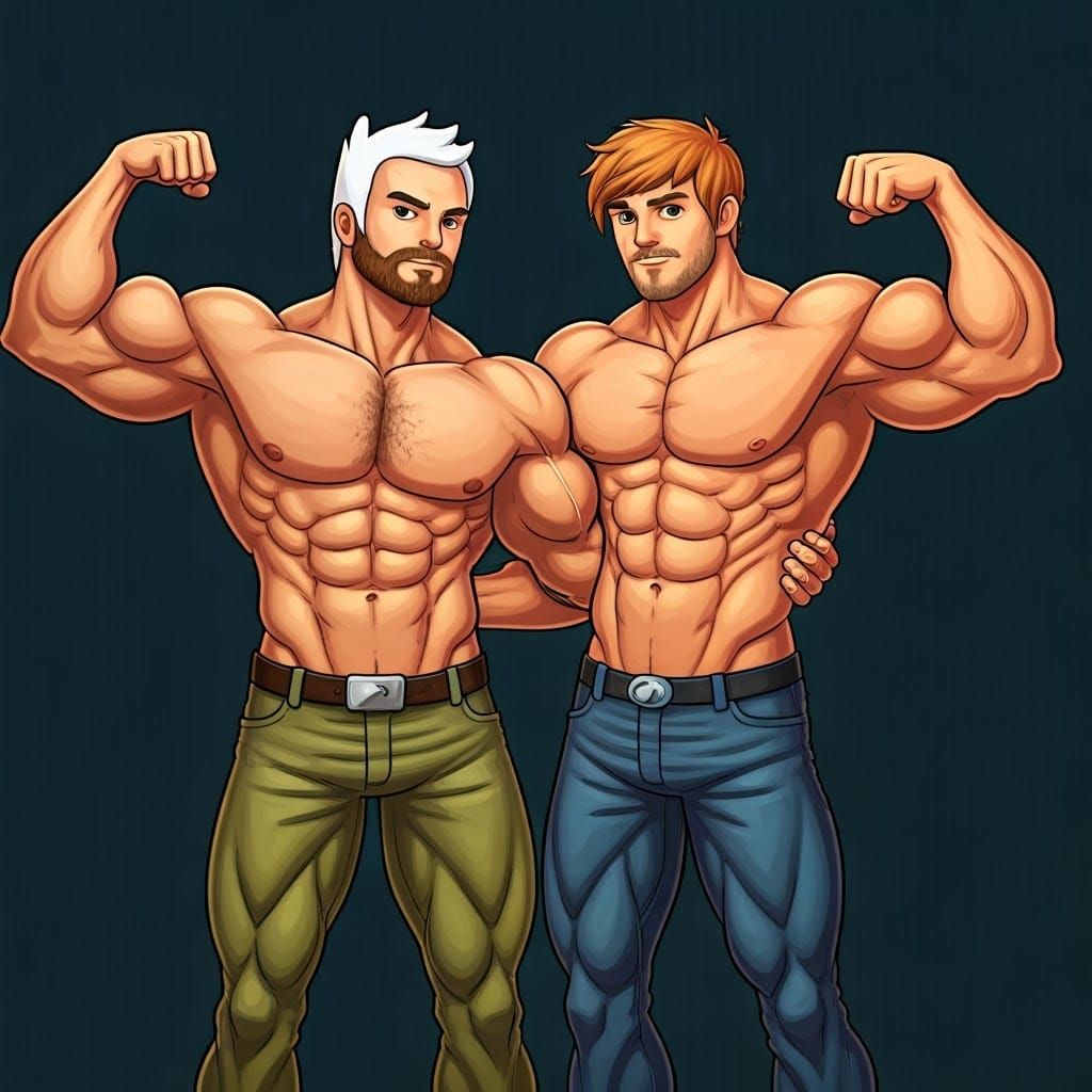 Heroic Muscular Men in Adventure Time Style