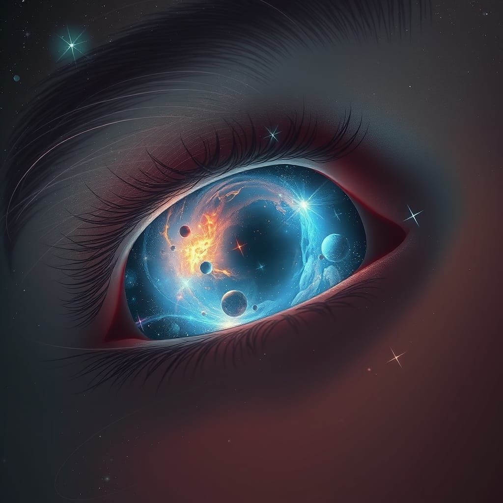 Eyes Closed: Universes as Eyelids, Surreal Digital Art