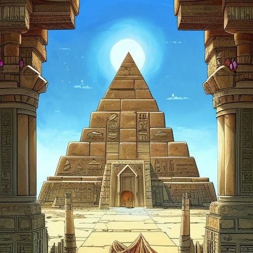 Romantic Ancient Egypt Sandstone Pyramid in Anime Style