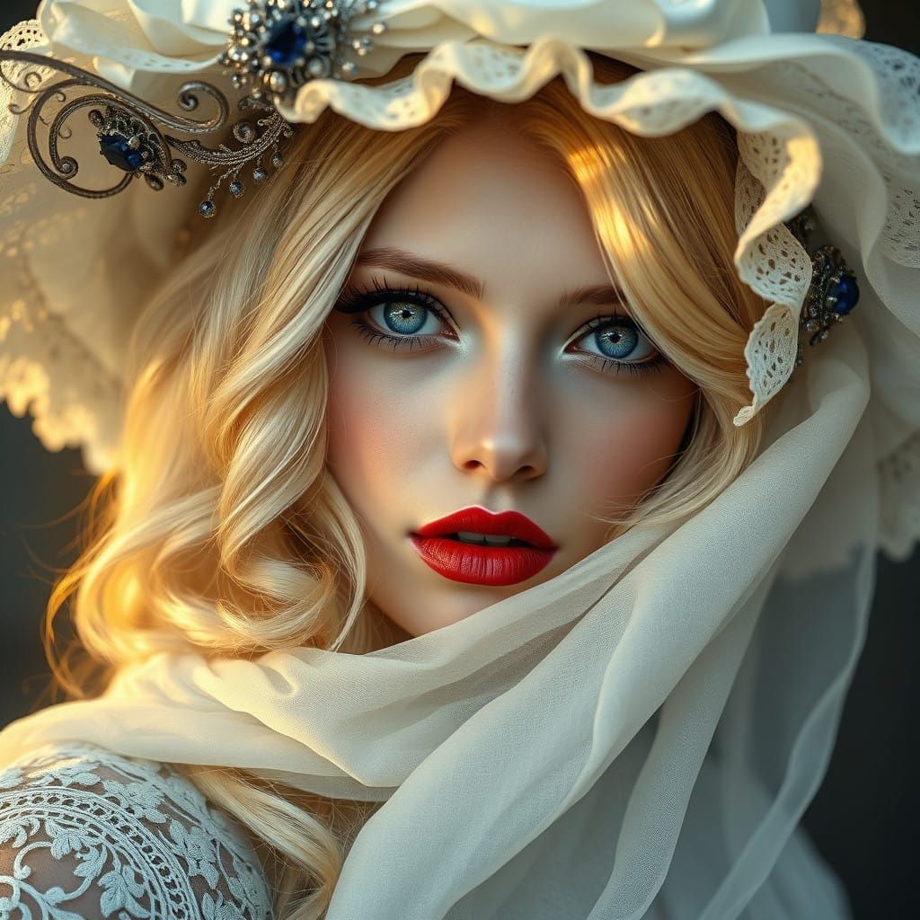 Ethereal Woman in Gothic Vintage Hat