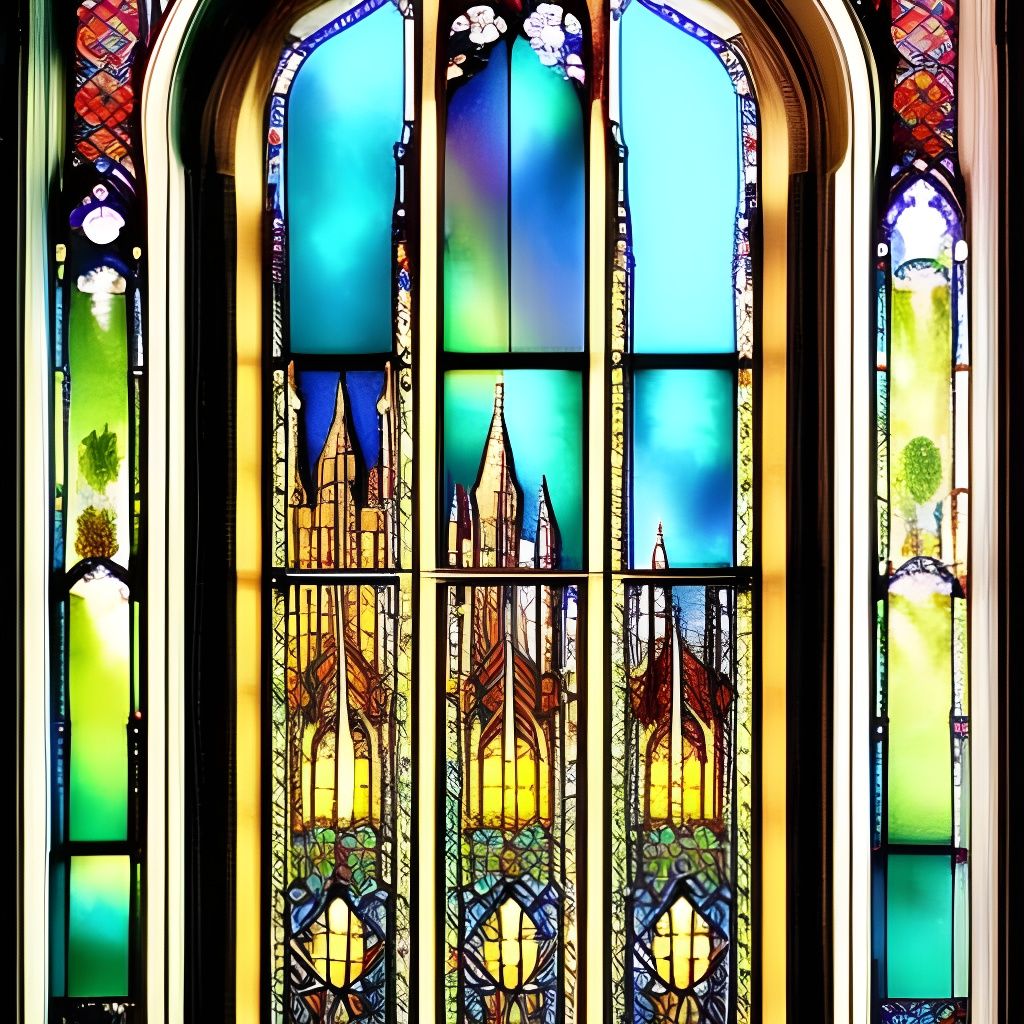 Gothic Cathedral Dragon Stained Glass Window in Art Nouveau ...