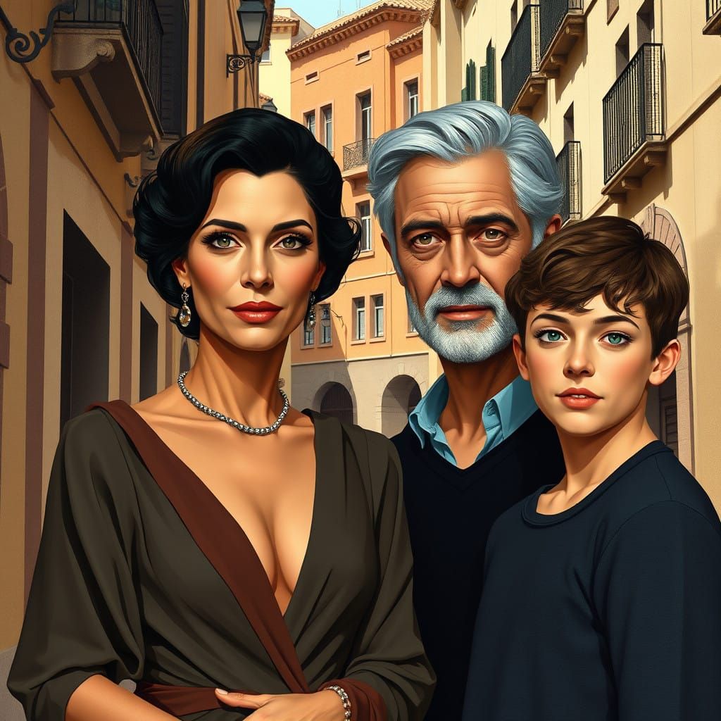 Regal Family Portrait in Neo-Cubist Style