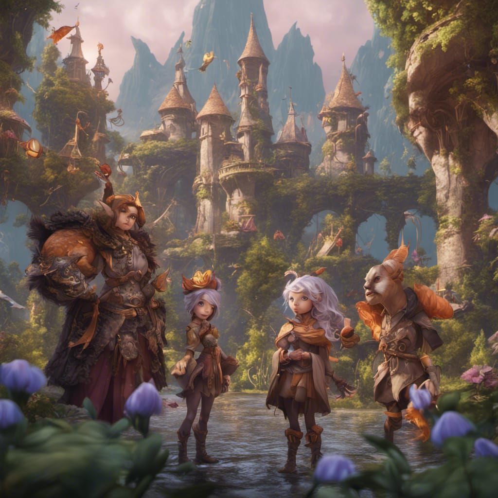 Cute Fantasy Characters in Detailed Matte Painting