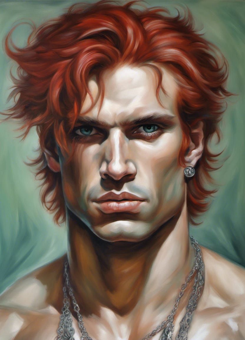 Gothic Prince with Red Hair: Acrylic Painting