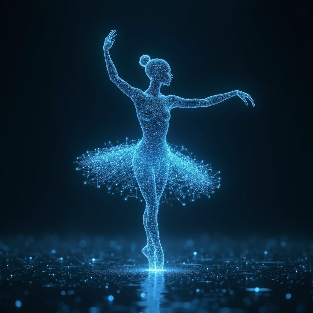Surreal Futuristic Ballerina in Cosmic Constellation Style