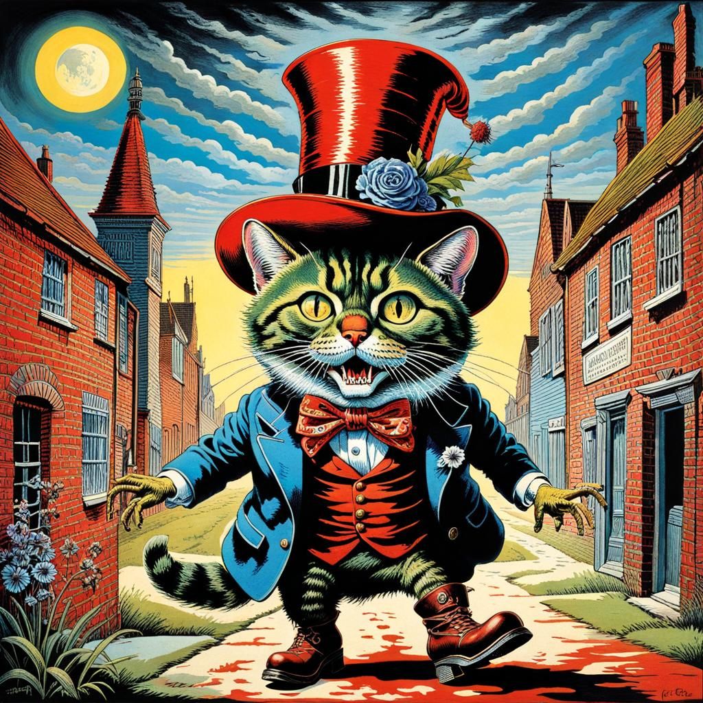 Sinister Cat in Boots Hissing: A Horror Masterpiece