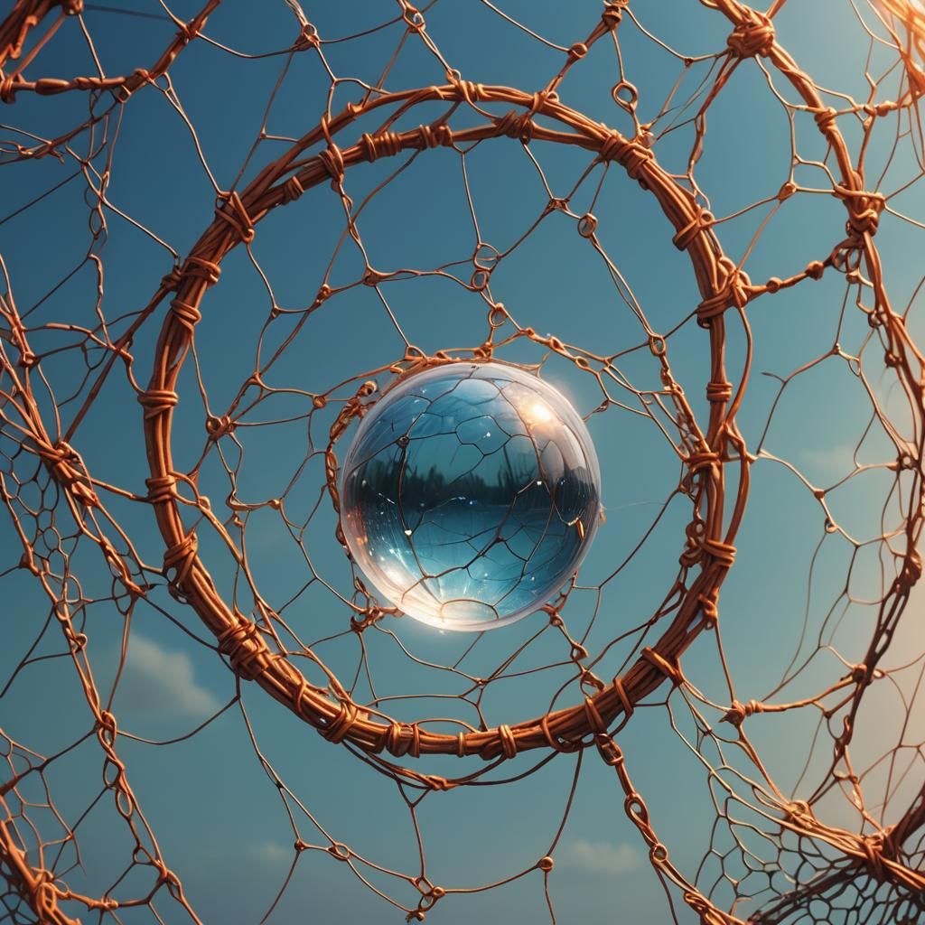 Water Bubble in Thread Net: Fantasy Matte Painting