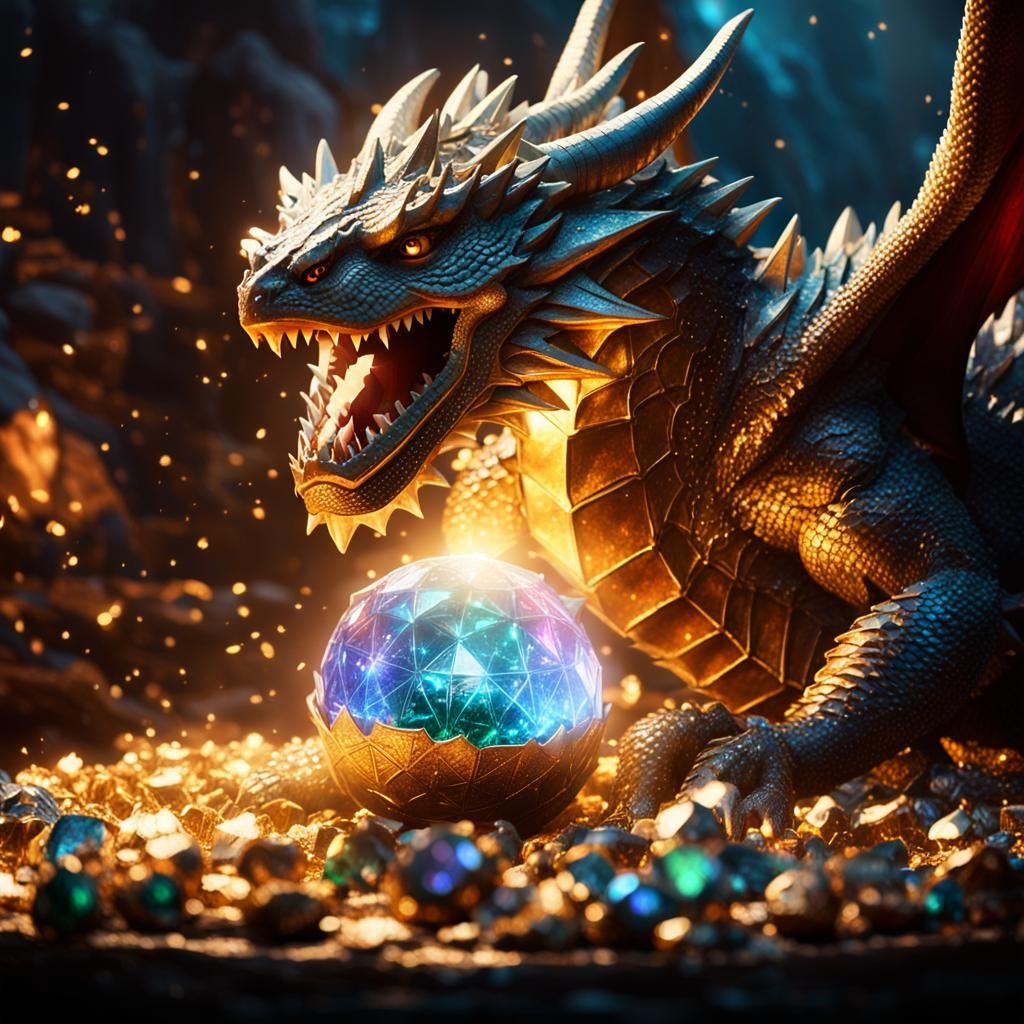 Smaug and the Arkenstone in Dark Fantasy Style