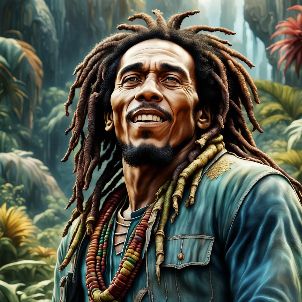 Detailed Matte Painting of Bob Marley