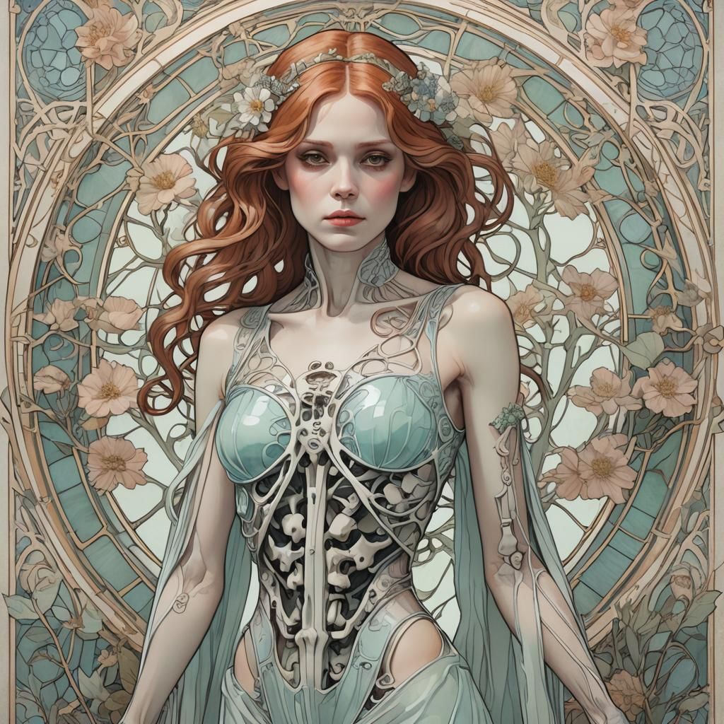 Ethereal Figure in Art Nouveau Style
