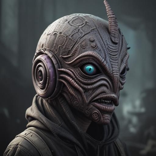 Creepy Alien Mask in Pop Art Style