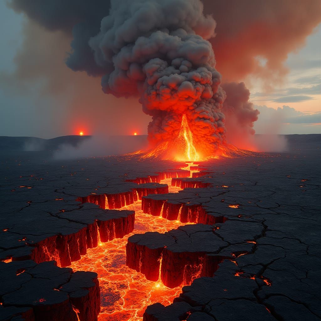 Icelandic Volcano Eruption in Expressionist Style
