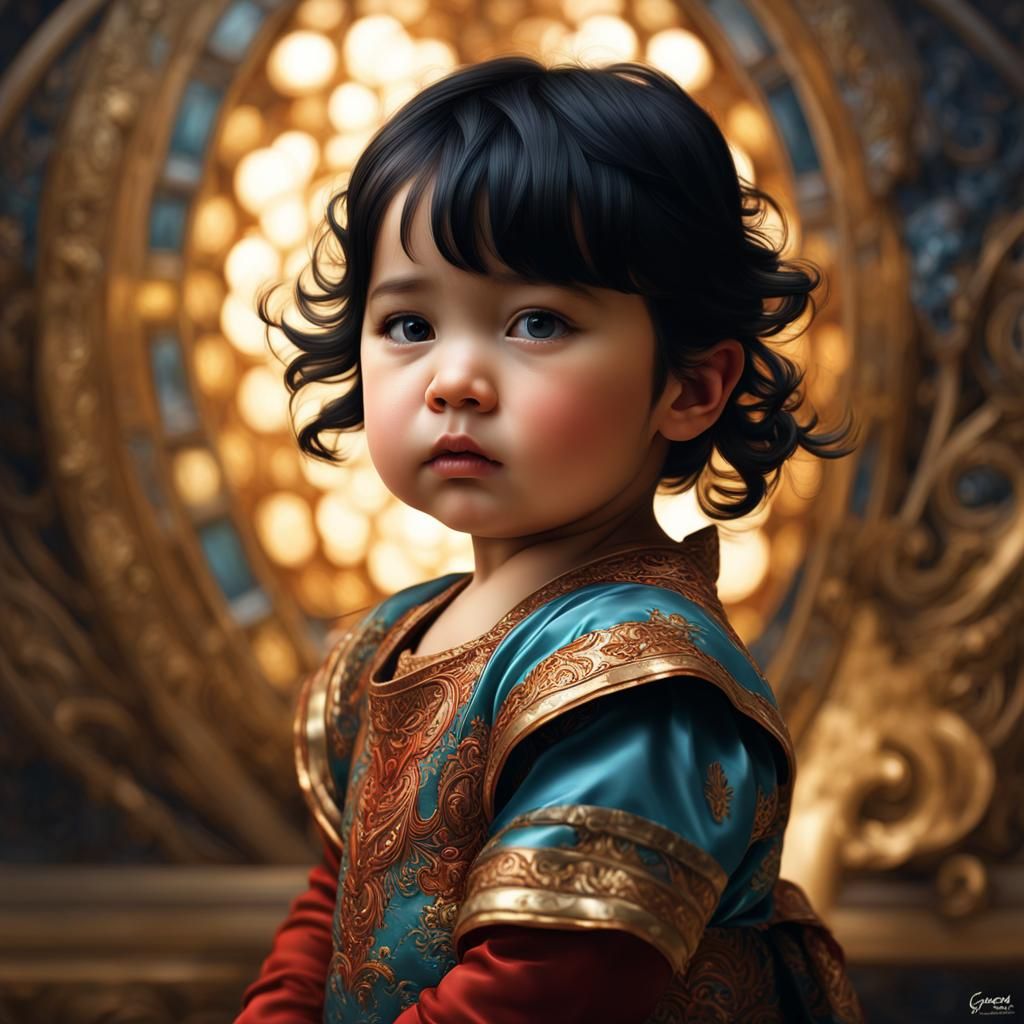 Toddler Portrait in Hyperdetailed Matte Photography