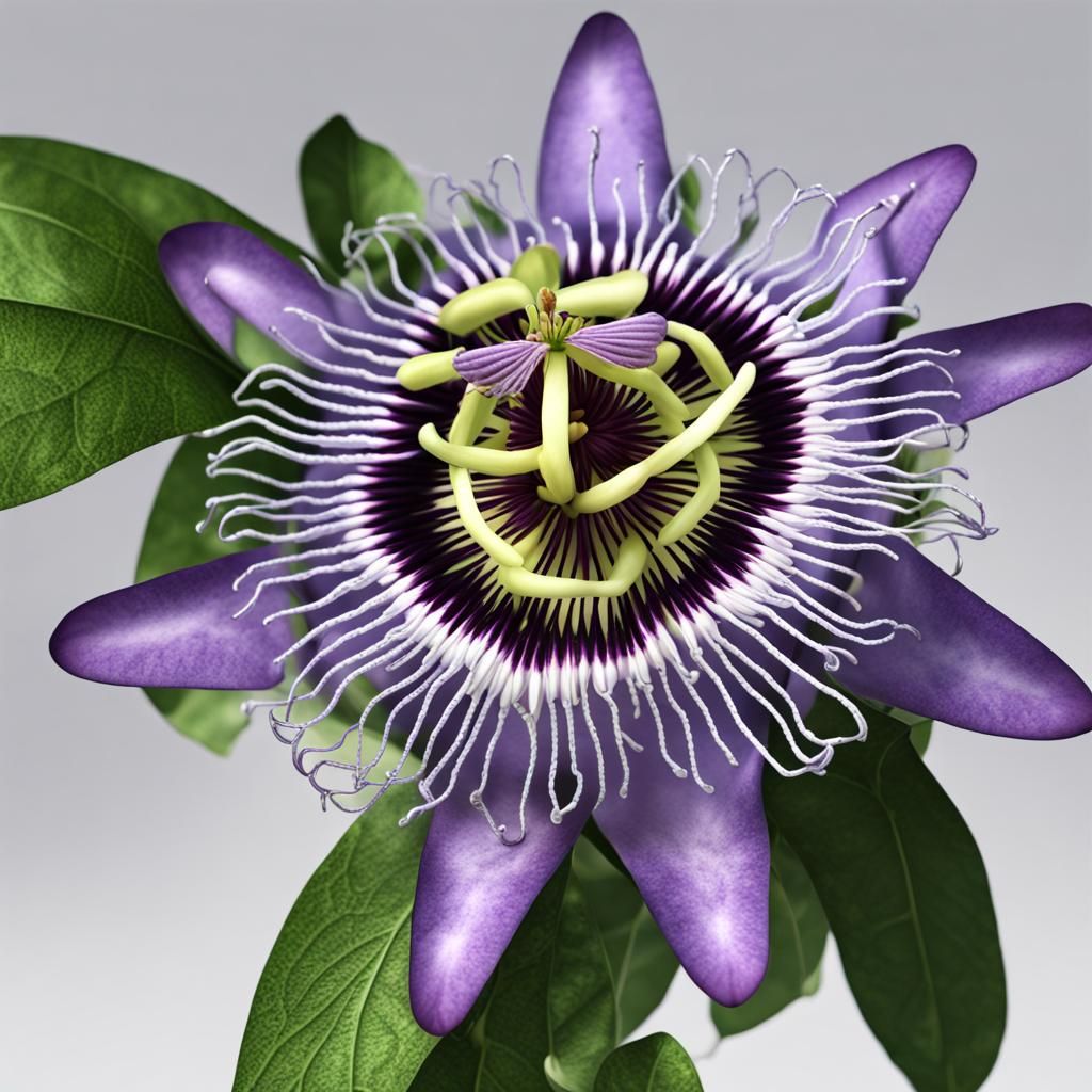 Hyperrealistic Purple Passionflower in HDR