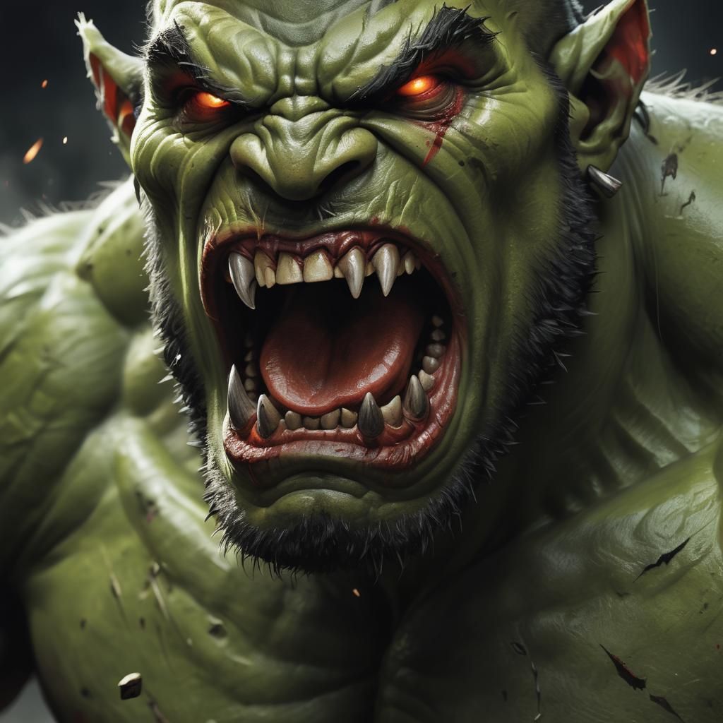 Furious Orc Portrait in Sinister Style