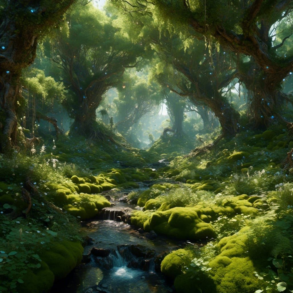 Fairy in Birch Forest: Fantasy Matte Painting