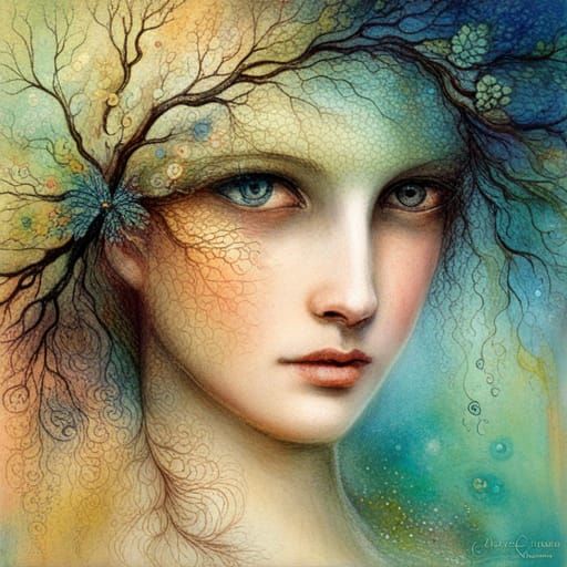 Eye Reflecting Forest in Surreal Art Style