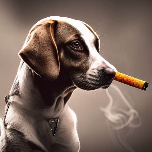 Dog smoking a cigar