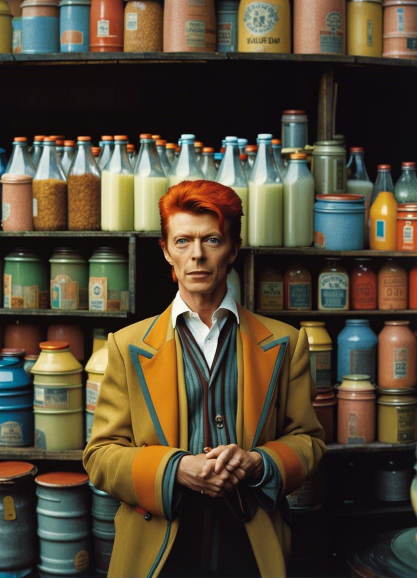 David Bowie as Milkman: Hyperrealistic Expressionist Portrai...