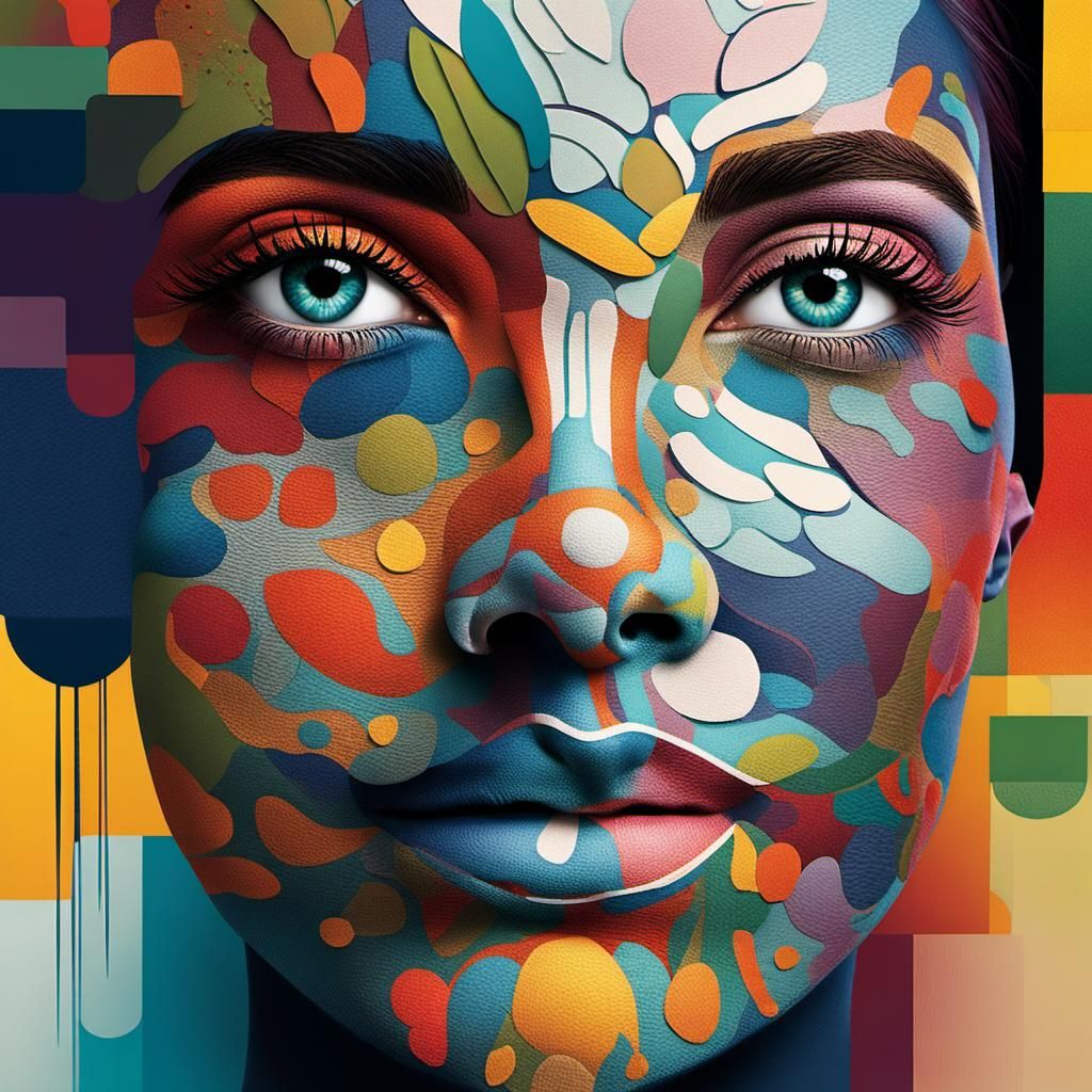 Meditative Woman's Portrait in Soft Abstract Style