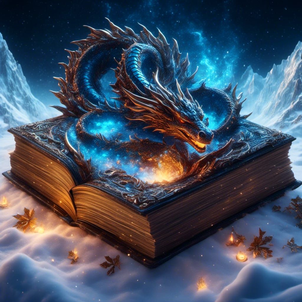 Dragon Emerges From Ancient Book in Snow
