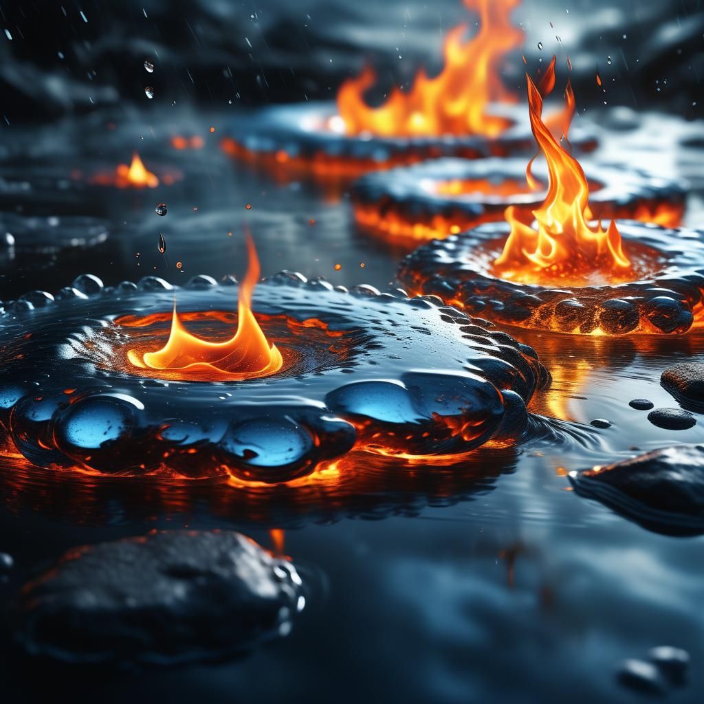 Elemental Forces in Balance: Hyperrealistic Digital Art