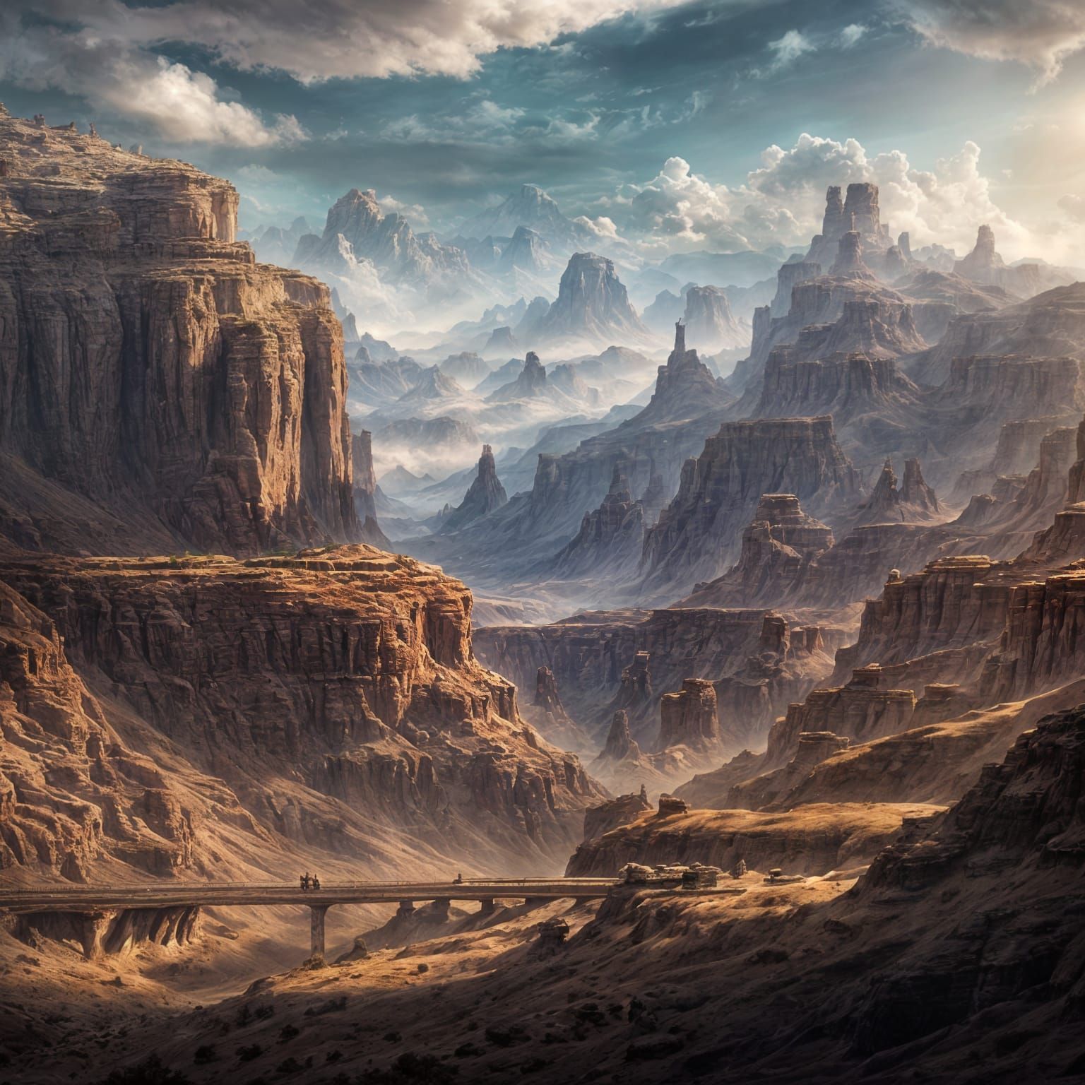Dramatic Silent Canyon Digital Matte Painting