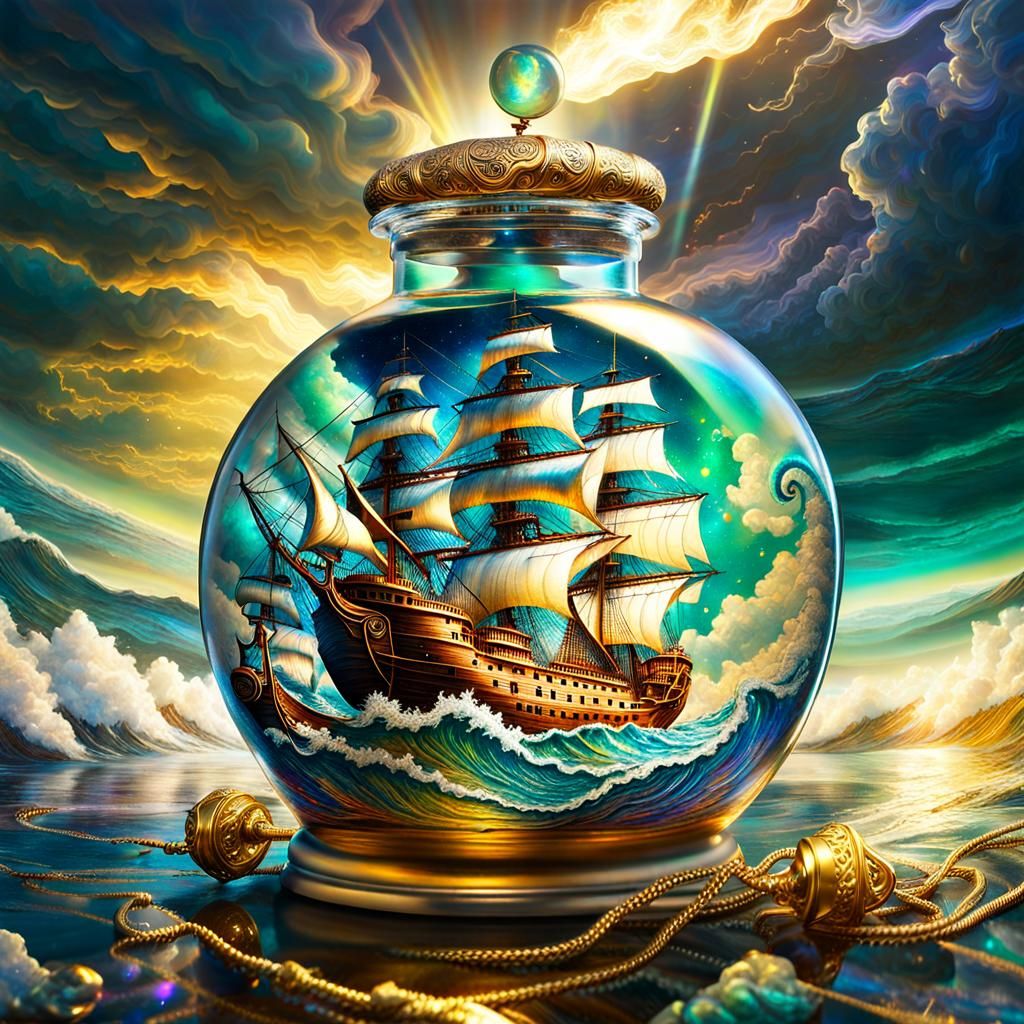 Sailing Ship In a Glass Bottle